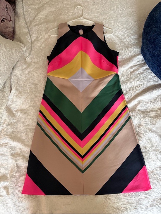 J. Crew Dresses & Skirts - J. Crew Chevron-Stripe Dress in Pink, Green, Yellow & Tan